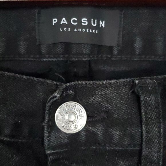 Pacsun Mens Black Skinny Jeans with Lion Cat and Roses Suze 29×30 - Picture 12 of 15